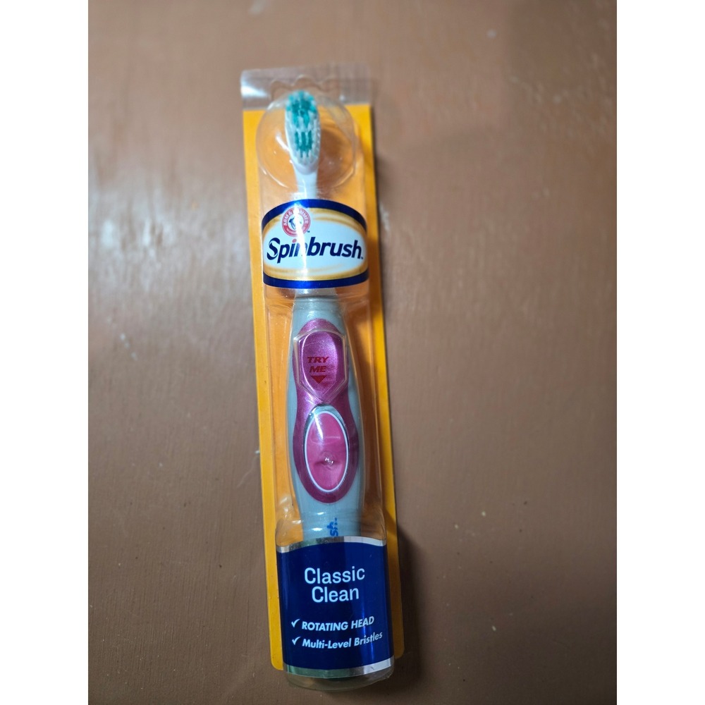 Arm & Hammer Spinbrush Classic Clean Battery Powered Toothbrush Pink Grey NEW